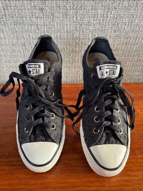 Converse Chuck Taylor All Star Eyelet Cutout Black Low Top Sneakers Size 9